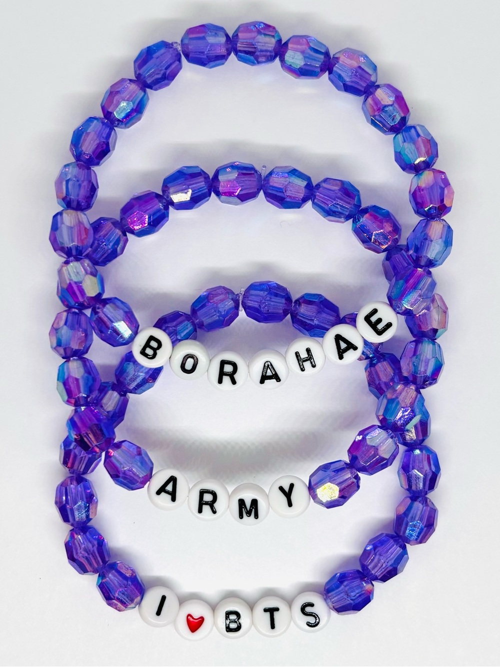 (3pcs) BTS ARMY BORAHAE PURPLE BEADED BRACELET BUNDLE